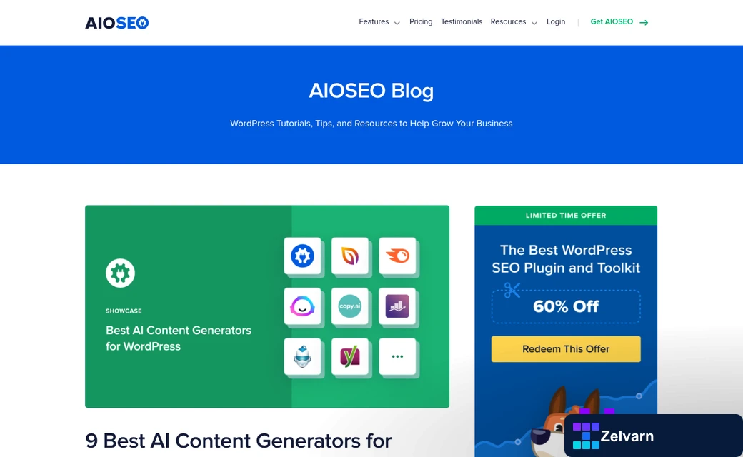 AI writing tools dashboard for WordPress publishing